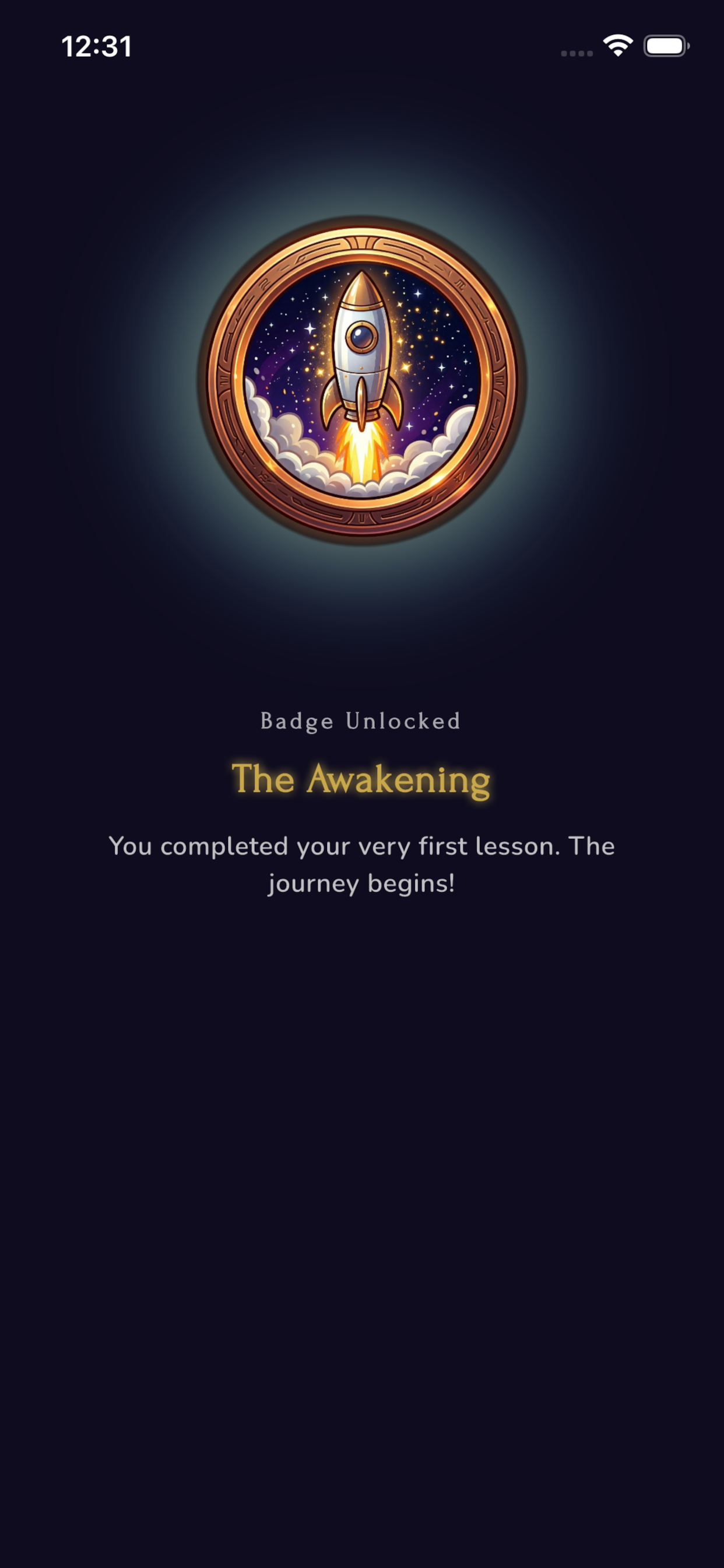 Bucket Filler badge unlocked screen showing The Awakening achievement